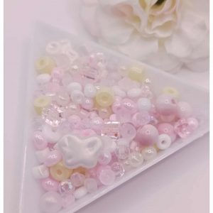 sachet de perles mix et rocailles "barbe à papa"