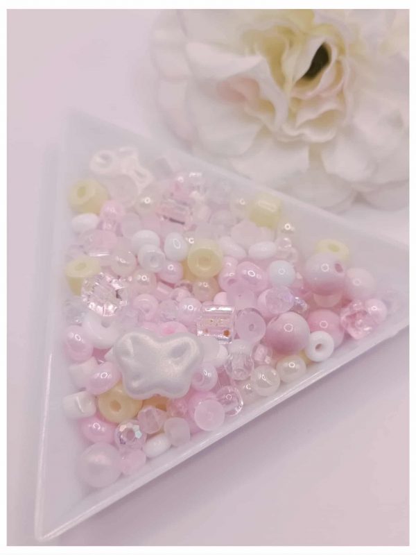 sachet de perles mix et rocailles "barbe à papa"