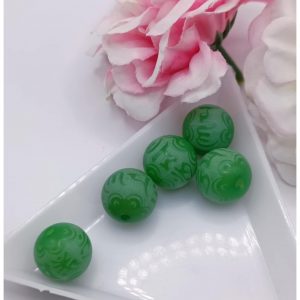 Perle Bodhi écriture 10 mm vert