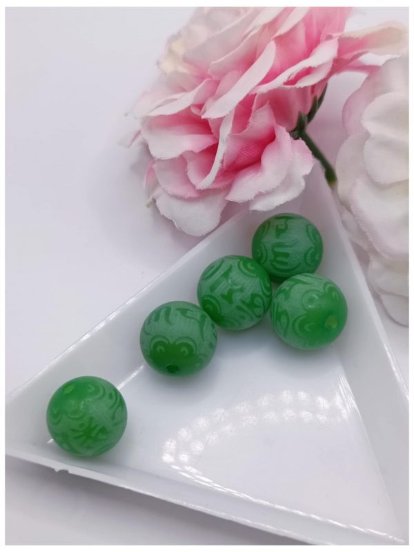 Perle Bodhi écriture 10 mm vert