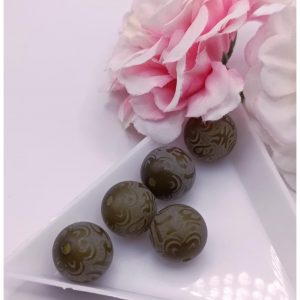 perle bodhi écriture 10 mm vert kaki