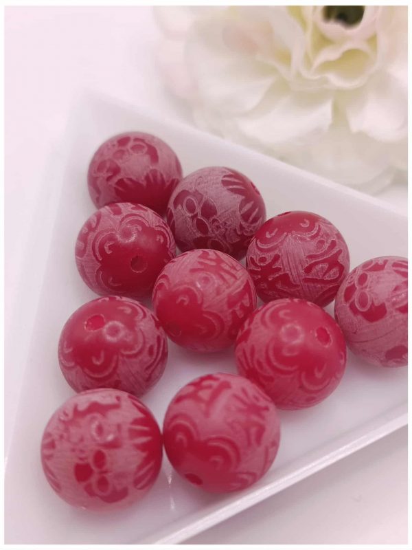 perle bodhi écriture 10 mm rouge