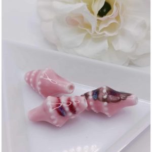 Perle céramique coquille 20*10 mm rose