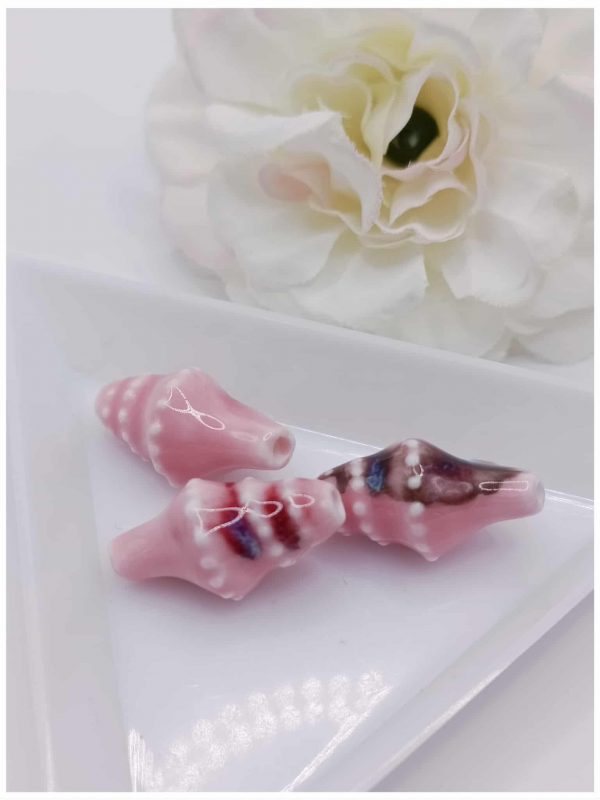 Perle céramique coquille 20*10 mm rose
