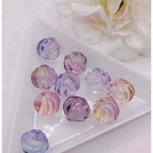 lot de 10 perles de verre ondulées 10 mm mix de couleurs