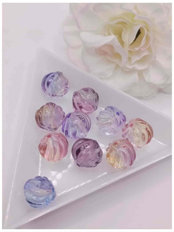 lot de 10 perles de verre ondulées 10 mm mix de couleurs