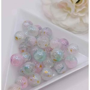 Lot de 10 perles de verre duo 8 mm vert menthe rose