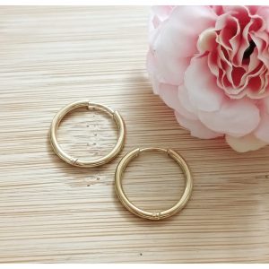 paire de créoles acier inoxydable doré 16 mm