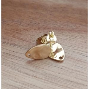 paire de puces acier inoxydable doré goutte 12*9 mm