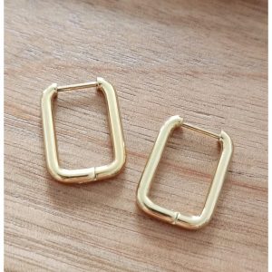 paire de créoles acier inoxydable doré rectangle 21*15 mm