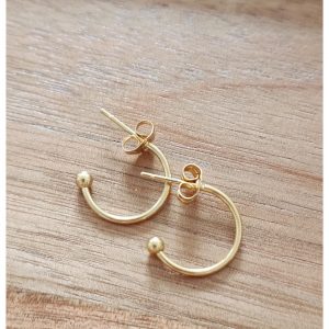 paire de créoles acier inoxydable doré 15 mm