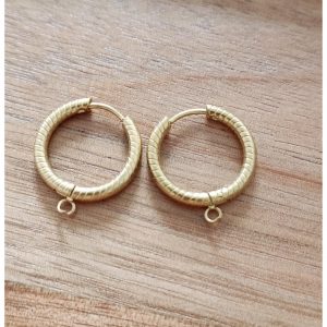 paire de créoles acier inoxydable doré spirale 14 mm