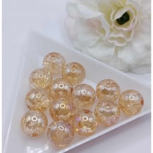lot 10 perles en verre craquelées 10 mm orangé