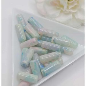 perles de verre cylindre marbré