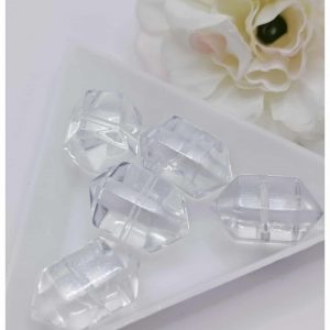 perle en verre forme cristal 20 x 15 mm blanc transparent