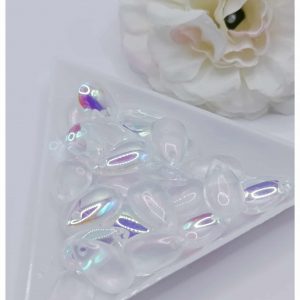 perles en verre goutte 12 x 8 mm blanc nacré