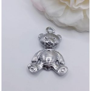 Breloque acier inoxydable ourson 19 x 24 mm