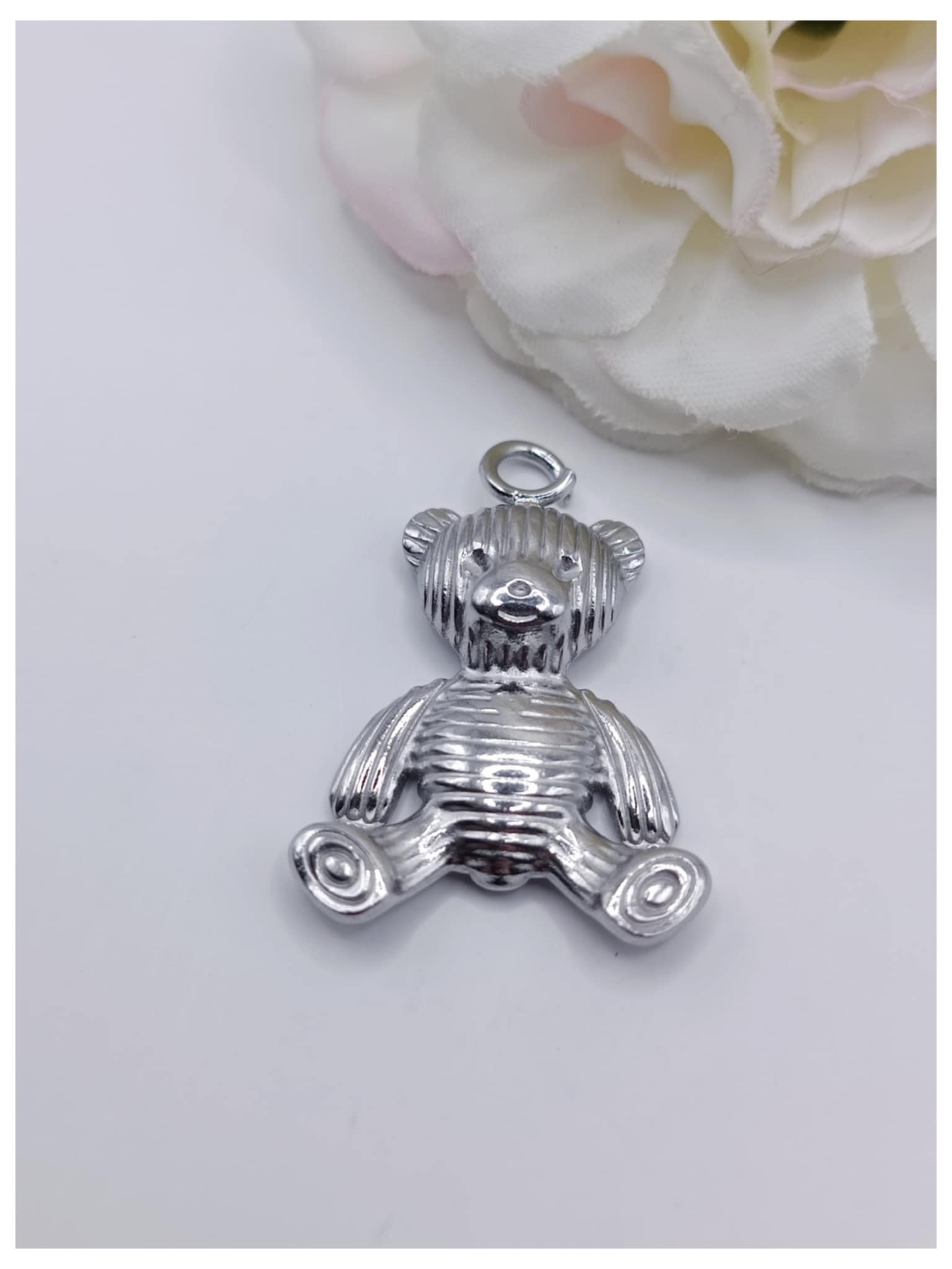 breloque acier inoxydable ourson 19 x 24 mm