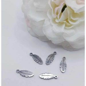 breloques acier inoxydable plume 4 x11 mm