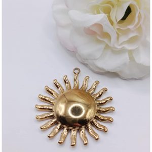 Breloque acier inoxydable dorée soleil – 20 x 30 mm