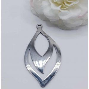 Breloque acier inoxydable feuille – 50 x 25 mm