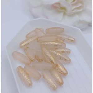 Perle de verre grain de riz – 12 x 4 mm – Orange doré