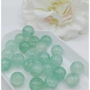 Perle en verre craquelée – 8 mm – Vert