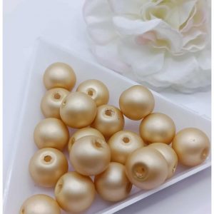 Perle en verre ronde mat – 10 mm – Doré