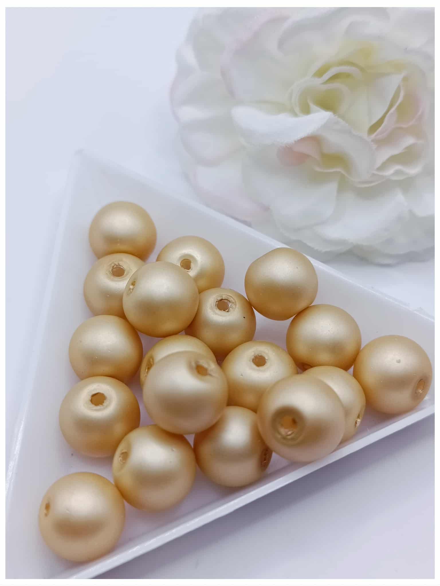 Perle en verre ronde mat - 10 mm - Doré perle en verre ronde mat 10 mm doré