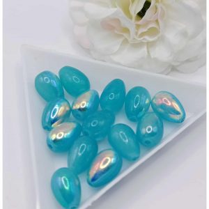 Perle en verre goutte – 12 x 8 mm – Bleu ciel