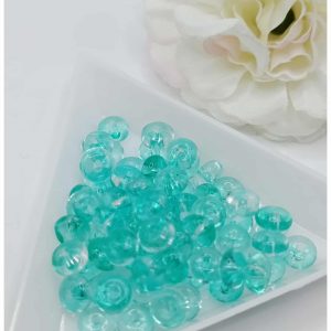 Perles en verre mini donuts – 6 mm – Vert menthe
