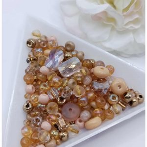 Perles en verre rocailles – Beige doré