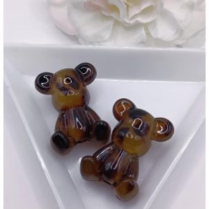 Perle acrylique ourson – 25 x 15 mm – Léopard