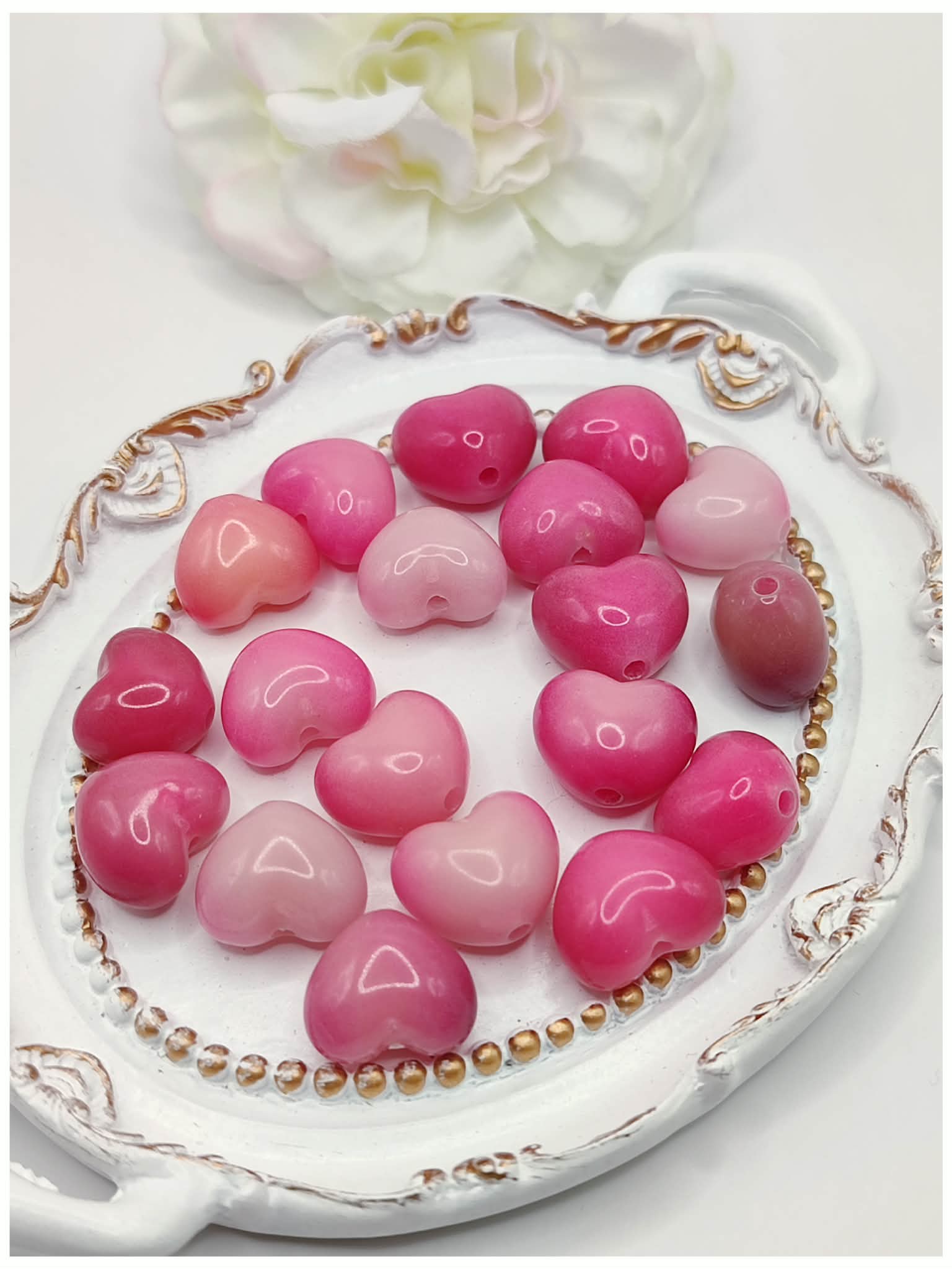 Perle Bodhi cœur - 12 x 10 mm - Rose perle bodhi cœur 12 x 10 mm rose