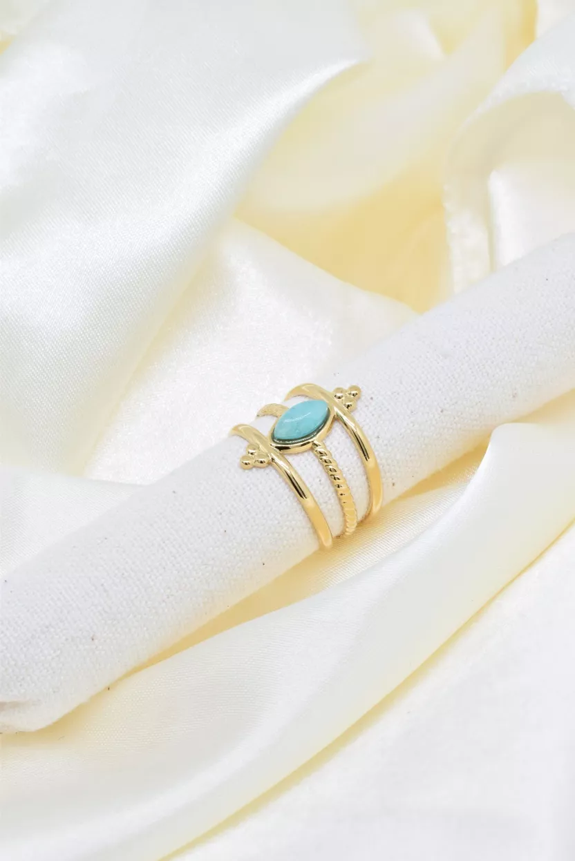 Bague Azura bague amazonite en acier inoxydable