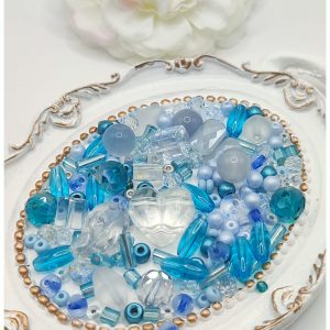 Perles de rocailles en verre – Bleu transparent