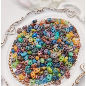 Perles de rocailles en verre double trou – Mélange