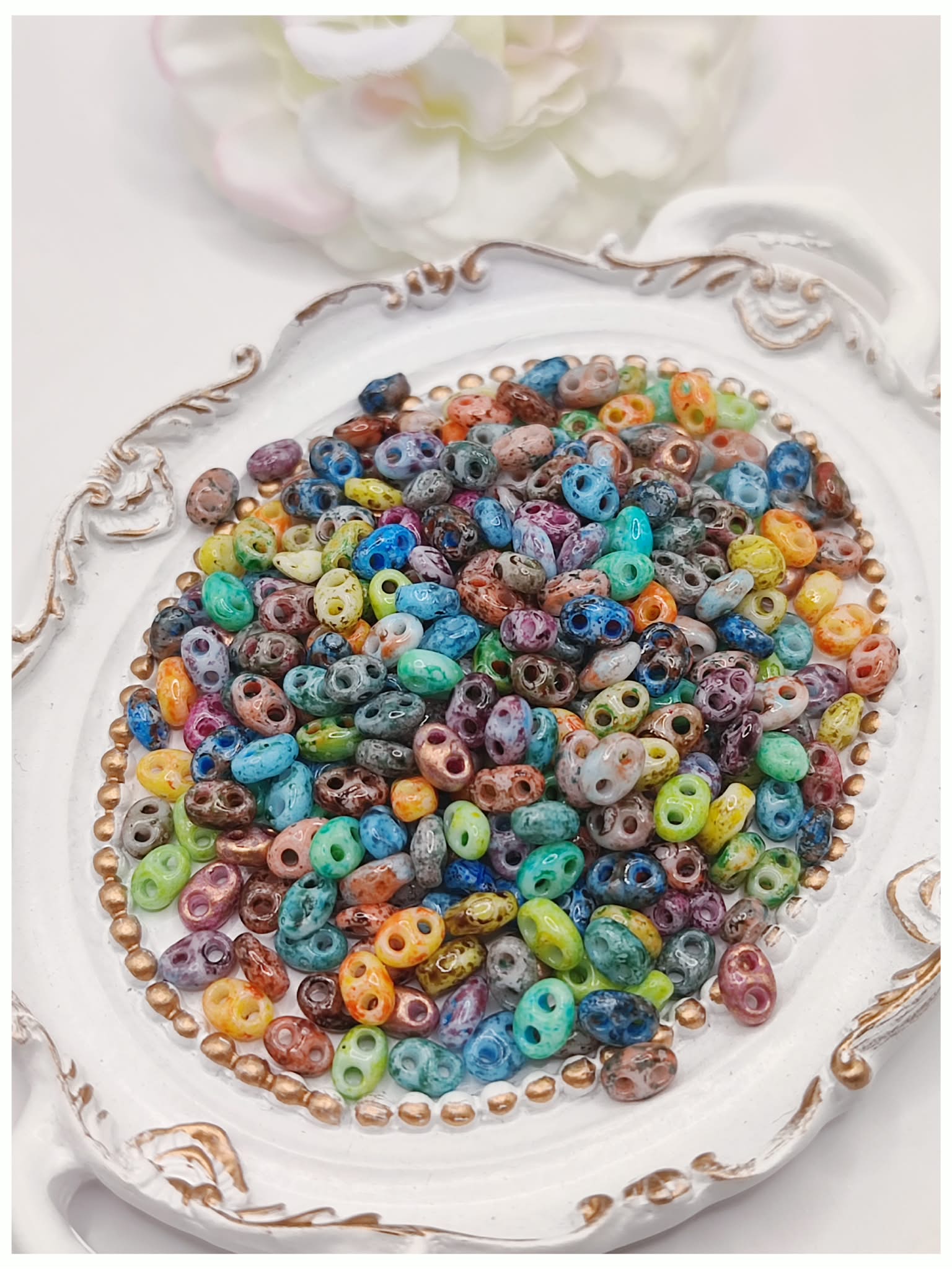 perles de rocailles en verre double trou mélange