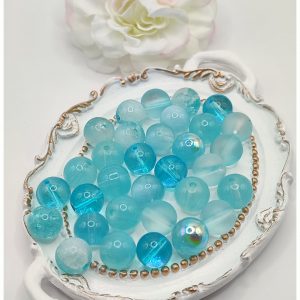 Perles de verre thème Océan – 10 mm – Bleu