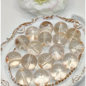 Perle en verre ronde transparente -15 mm – orange