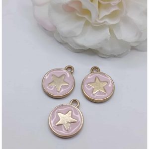 Accueil Breloque dorée émaillée étoile rose