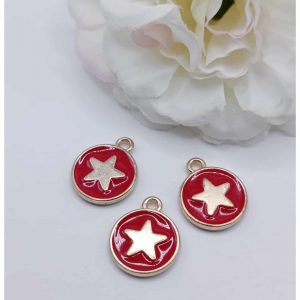 Accueil Breloque dorée émaillée étoile rouge