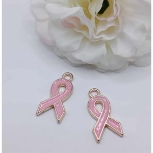 Accueil Breloque dorée émaillée ruban rose