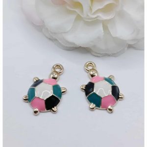 Accueil Breloque dorée émaillée tortue multicolore