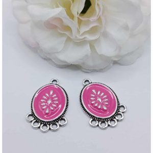 Accueil Connecteur argenté émaillé rose flashy