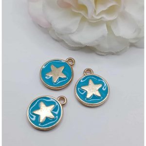 Accueil Breloque dorée émaillée étoile bleu