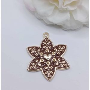 Breloque dorée émaillée étoile cœur