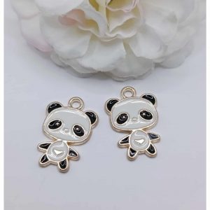 Breloque dorée émaillée panda